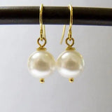 Freshwater Pearl Drop Earrings S925 Silver Hook Bridesmaid Gift