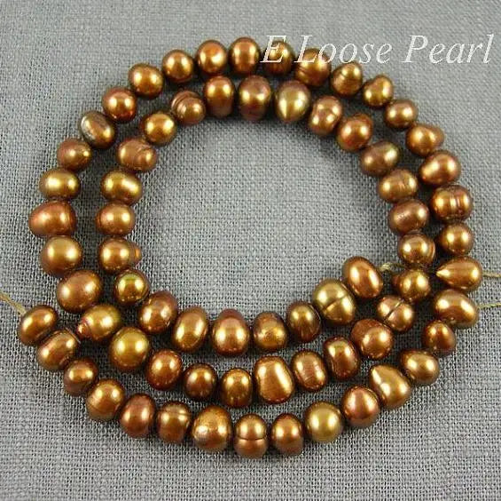 Potato Brown Freshwater Pearl Loose Beads 7mm Full Strand