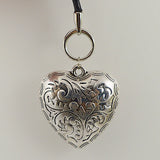 AA Tible Silver Heart Pendant Necklace Leather Fine Jewelry