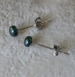 Peacock Pearl Stud Earrings 4mm Silver Charming Bridesmaid Gift