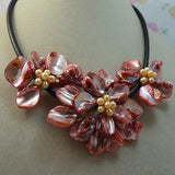 AA Top Flower Pearl Necklace Red Shell Baroque Real Pearl Flower Necklace