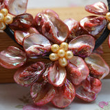 AA Top Flower Pearl Necklace Red Shell Baroque Real Pearl Flower Necklace