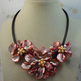AA Top Flower Pearl Necklace Red Shell Baroque Real Pearl Flower Necklace