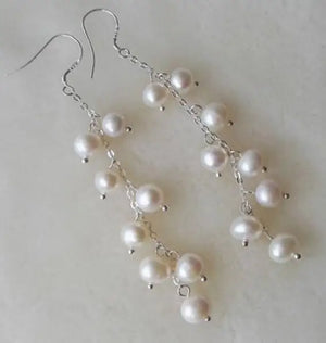 Freshwater Pearl Drop Earrings 7-8mm S925 Silver