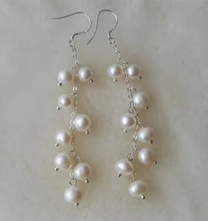 Freshwater Pearl Drop Earrings 7-8mm S925 Silver