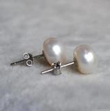 AA Pearl Earrings Wedding Jewelry Freshwater Pearl Silver Stud Earring