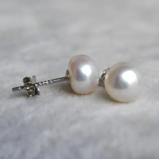 AA Pearl Earrings Wedding Jewelry Freshwater Pearl Silver Stud Earring