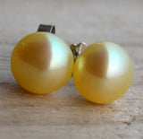 AA Yellow Pearl Earring High Luster Silver Stud Bridesmaid Gift