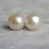High Luster Pearl Earrings Wedding Jewelry 9mm Freshwater Silver Stud