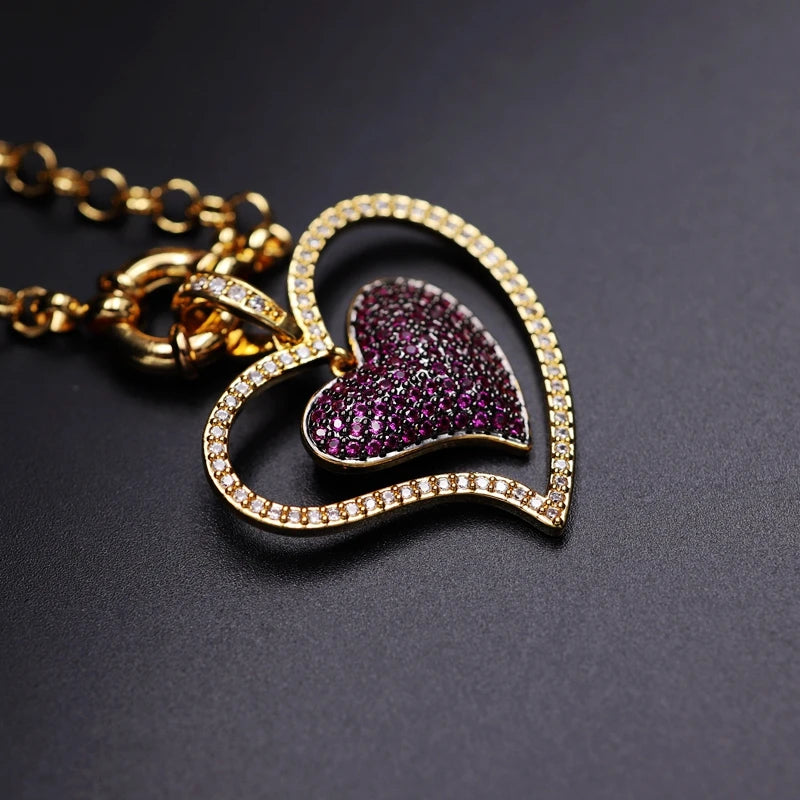 Big Heart Shaped Pendant Necklace Chain Punk Choker Necklaces