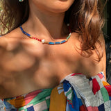 Agate Pearl Beaded Necklace Lazurite Clavicle Jewelry