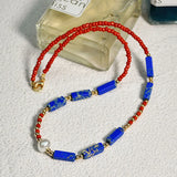 Agate Pearl Beaded Necklace Lazurite Clavicle Jewelry