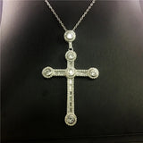 Pave AAAAA cz Silver Long Cross Pendant Necklace for Women Men