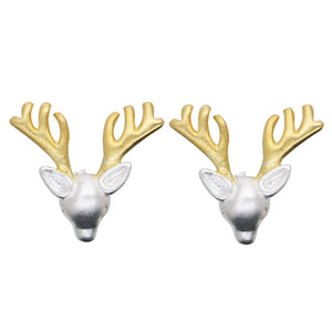 Deer Earrings 925 Silver & 18k Plated Christmas Jewelry Gift