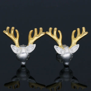 Deer Earrings 925 Silver & 18k Plated Christmas Jewelry Gift