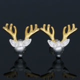 Deer Earrings 925 Silver & 18k Plated Christmas Jewelry Gift