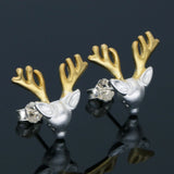 Deer Earrings 925 Silver & 18k Plated Christmas Jewelry Gift