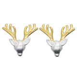 Deer Earrings 925 Silver & 18k Plated Christmas Jewelry Gift