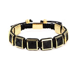High Snake Leather Brass Square Beads Macrame Bracelet