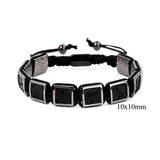High Snake Leather Brass Square Beads Macrame Bracelet
