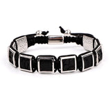 High Snake Leather Brass Square Beads Macrame Bracelet