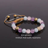 Natural Stone Amethyst Aquamarine Adjustable Bracelet Women