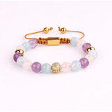 Natural Stone Amethyst Aquamarine Adjustable Bracelet Women