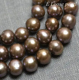 Brown Round Potato Freshwater Pearl Loose Beads 7-8MM Full Strand DIY