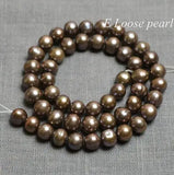 Brown Round Potato Freshwater Pearl Loose Beads 7-8MM Full Strand DIY