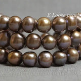 Brown Round Potato Freshwater Pearl Loose Beads 7-8MM Full Strand DIY