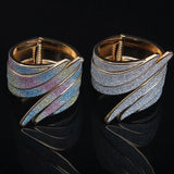 Metal Cuff Bracelet Feather Charm Bangle
