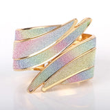 Metal Cuff Bracelet Feather Charm Bangle