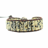 Dalmatian Stone Beads Singer Wrap Cuff Bracelet for Dog Lover