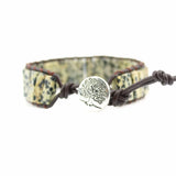 Dalmatian Stone Beads Singer Wrap Cuff Bracelet for Dog Lover