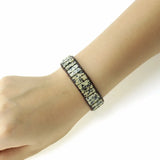 Dalmatian Stone Beads Singer Wrap Cuff Bracelet for Dog Lover
