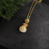 Vintage Hetian Jade Pendant Silver Necklace Chinese Style Jewelry