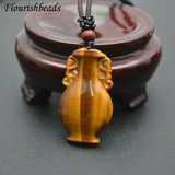 Tiger Eye Vase Shape Pendant Necklace Adjustable Cord Jewelry