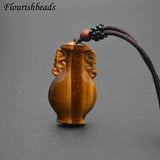 Tiger Eye Vase Shape Pendant Necklace Adjustable Cord Jewelry