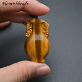 Tiger Eye Vase Shape Pendant Necklace Adjustable Cord Jewelry