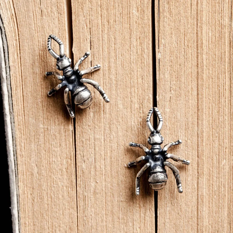 925 Sterling Silver Spider Stud Earrings Gothic Punk Jewelry