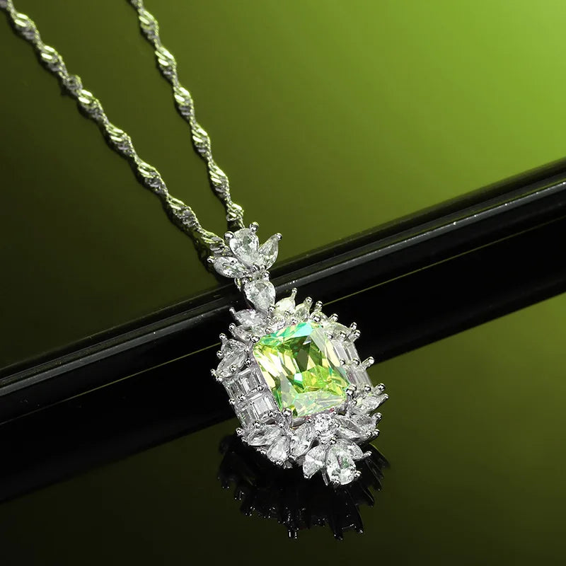 S925 Silver Citrine Pendant Necklace Wedding Jewelry