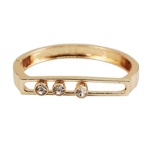 Sliding Metal Bangle Bracelet Rhinestone Charm Women Party Jewelry