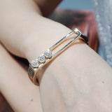 Sliding Metal Bangle Bracelet Rhinestone Charm Women Party Jewelry