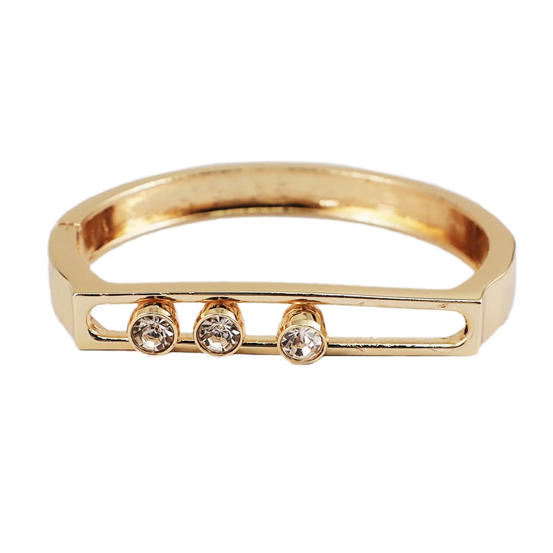 Sliding Metal Bangle Bracelet Rhinestone Charm Women Party Jewelry