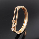 Sliding Metal Bangle Bracelet Rhinestone Charm Women Party Jewelry