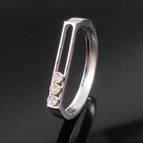 Sliding Metal Bangle Bracelet Rhinestone Charm Women Party Jewelry