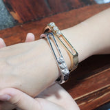 Sliding Metal Bangle Bracelet Rhinestone Charm Women Party Jewelry