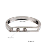 Sliding Metal Bangle Bracelet Rhinestone Charm Women Party Jewelry