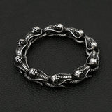 Stainless Steel Skull Snake Bracelet Punk Biker Vintage Charm Jewelry