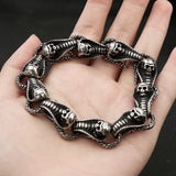 Stainless Steel Skull Snake Bracelet Punk Biker Vintage Charm Jewelry